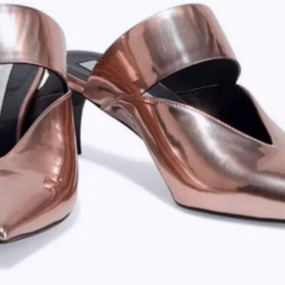 Stella McCartney Cutout faux mirrored mules Rose Gold size 5 - Picture 4 of 12